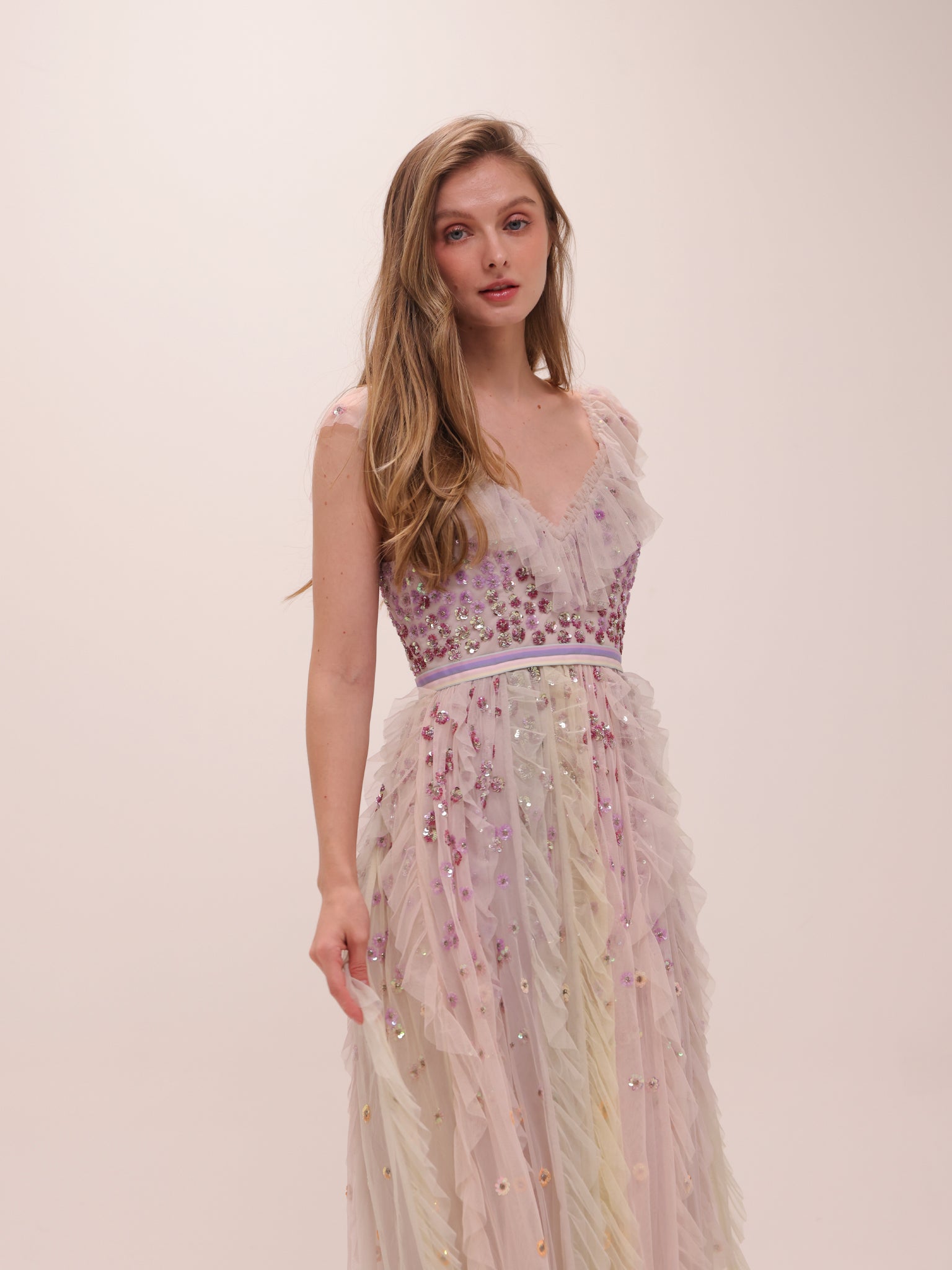 Rainbow Pastel Embellished Gown