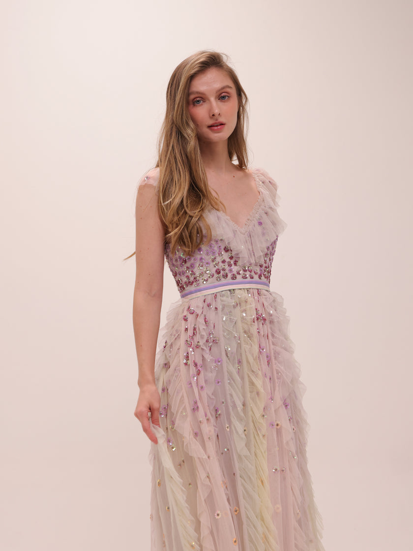 Rainbow Pastel Embellished Gown