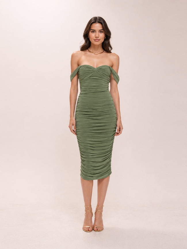 Walter Ruched Midi Dress