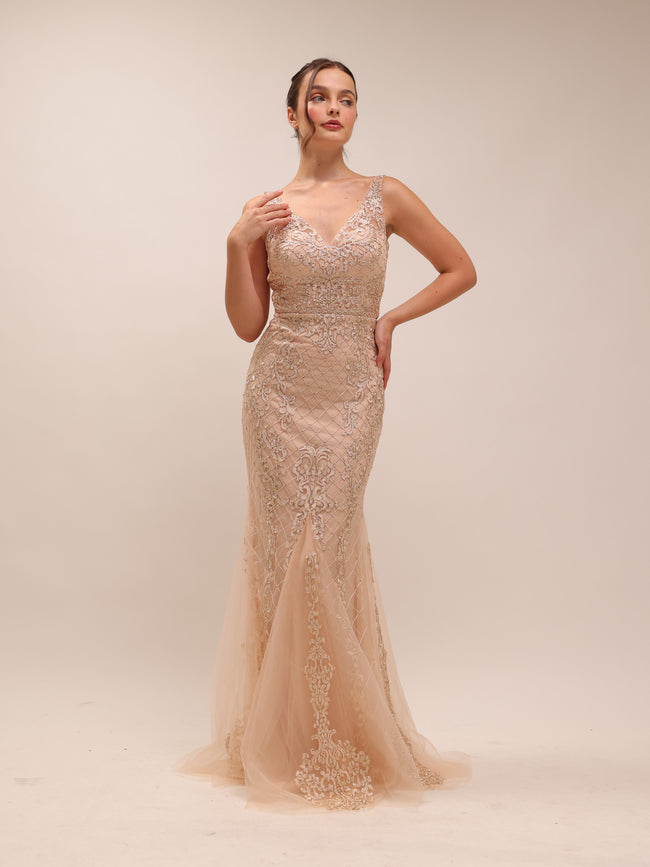 Anabel Beaded Lace Gown