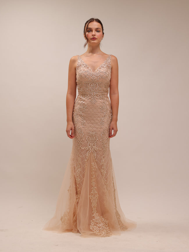 Anabel Beaded Lace Gown