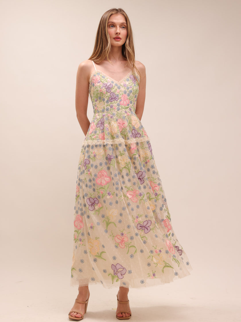 Iris Embroidered Cami Gown