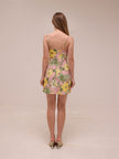 Fortune Lace Trim Bust Tie Mini Dress Floral Pink