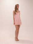 Floral Lace Pink Mini Dress