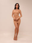 Beige Ruched Mesh long-sleeve Bodycon Mini dress