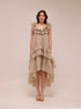 Sleeveless Tiered Ruffle Midi Dress in Natural