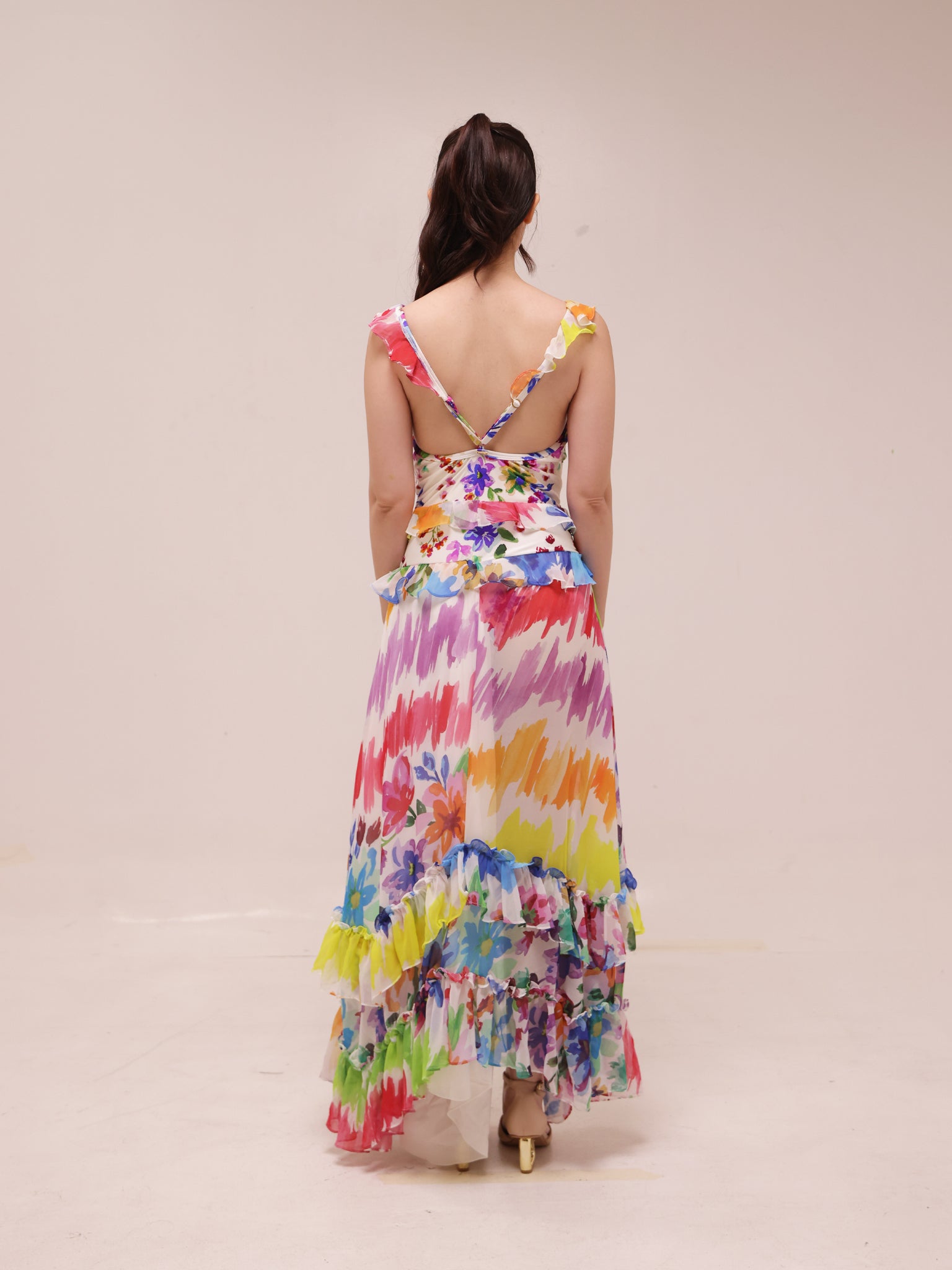 Bloom Ruffle V-Neck Beach Dress