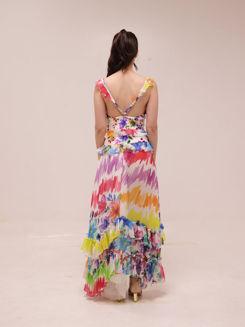 Bloom Ruffle V-Neck Beach Dress