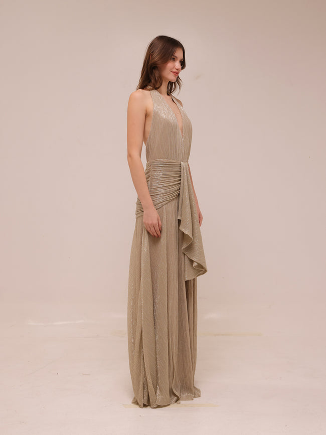 Lurex Draped Maxi Dress