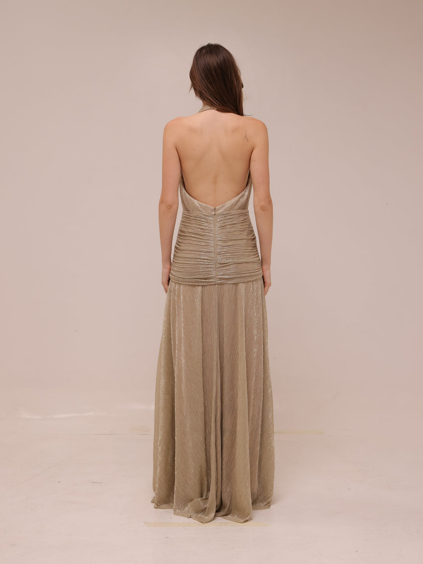 Lurex Draped Maxi Dress