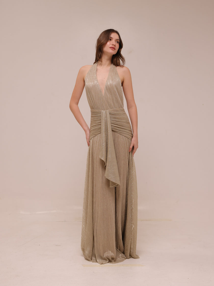 Lurex Draped Maxi Dress
