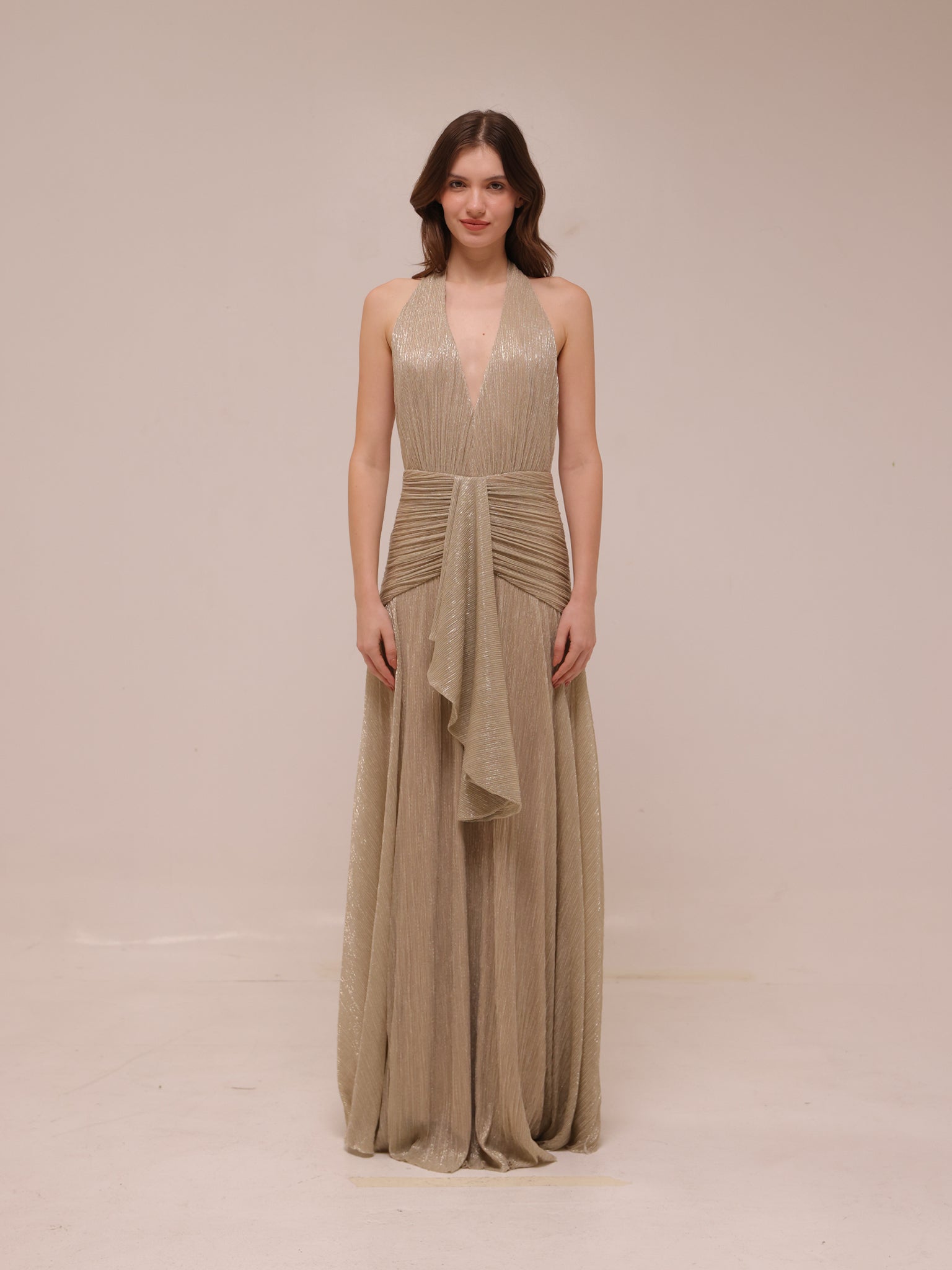 Lurex Draped Maxi Dress