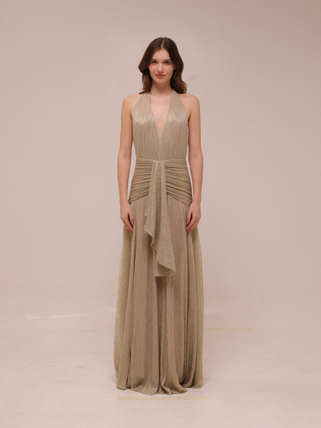 Lurex Draped Maxi Dress