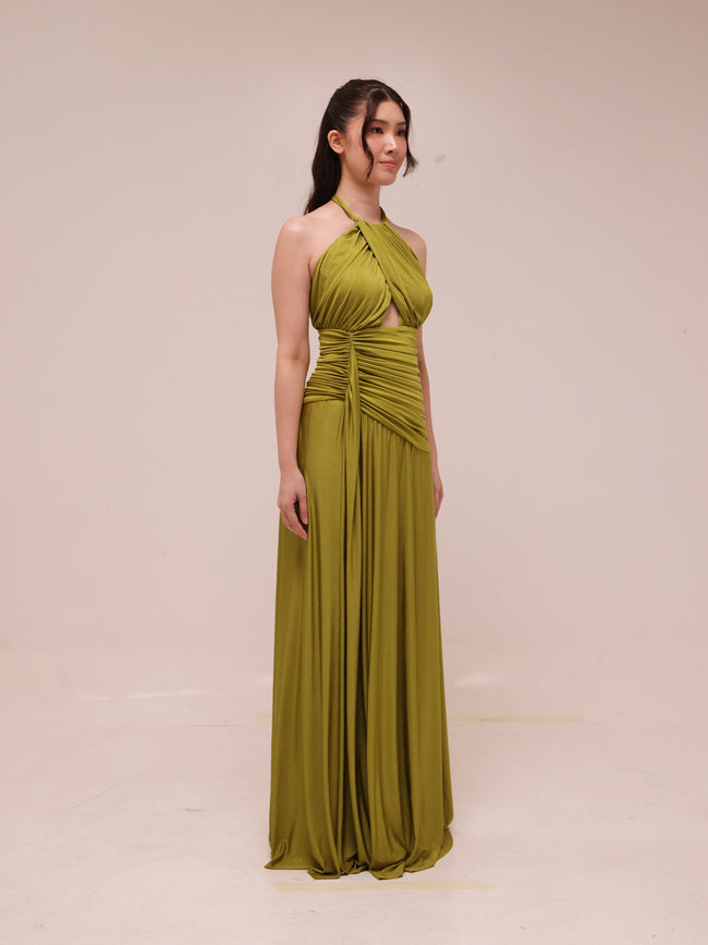 Metallic Jersey Halterneck Maxi Dress