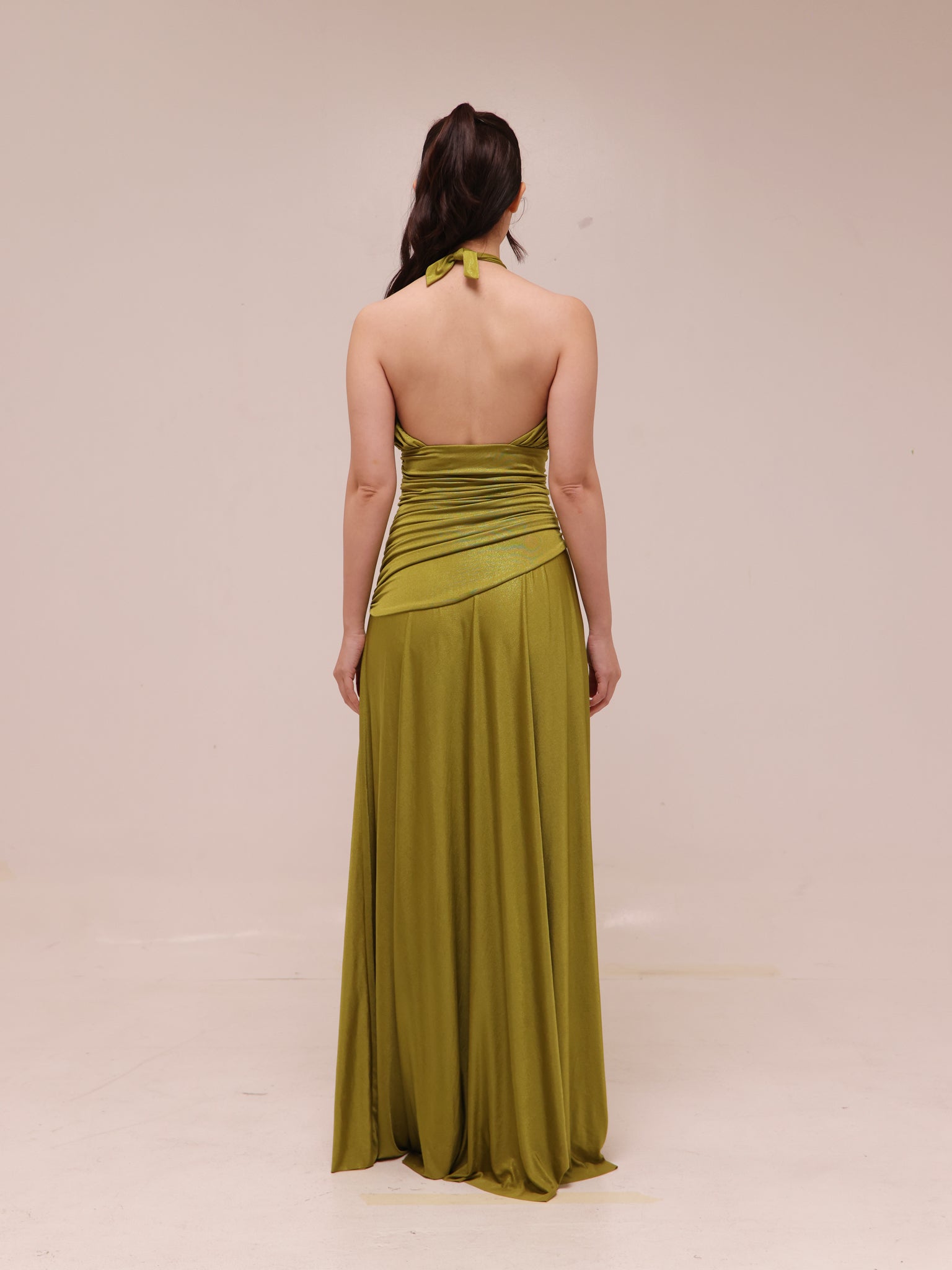 Metallic Jersey Halterneck Maxi Dress