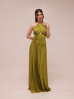 Metallic Jersey Halterneck Maxi Dress
