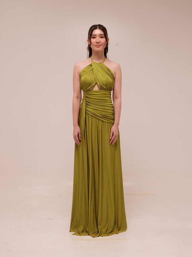 Metallic Jersey Halterneck Maxi Dress