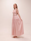 Draped Halter Maxi Dress in Pink