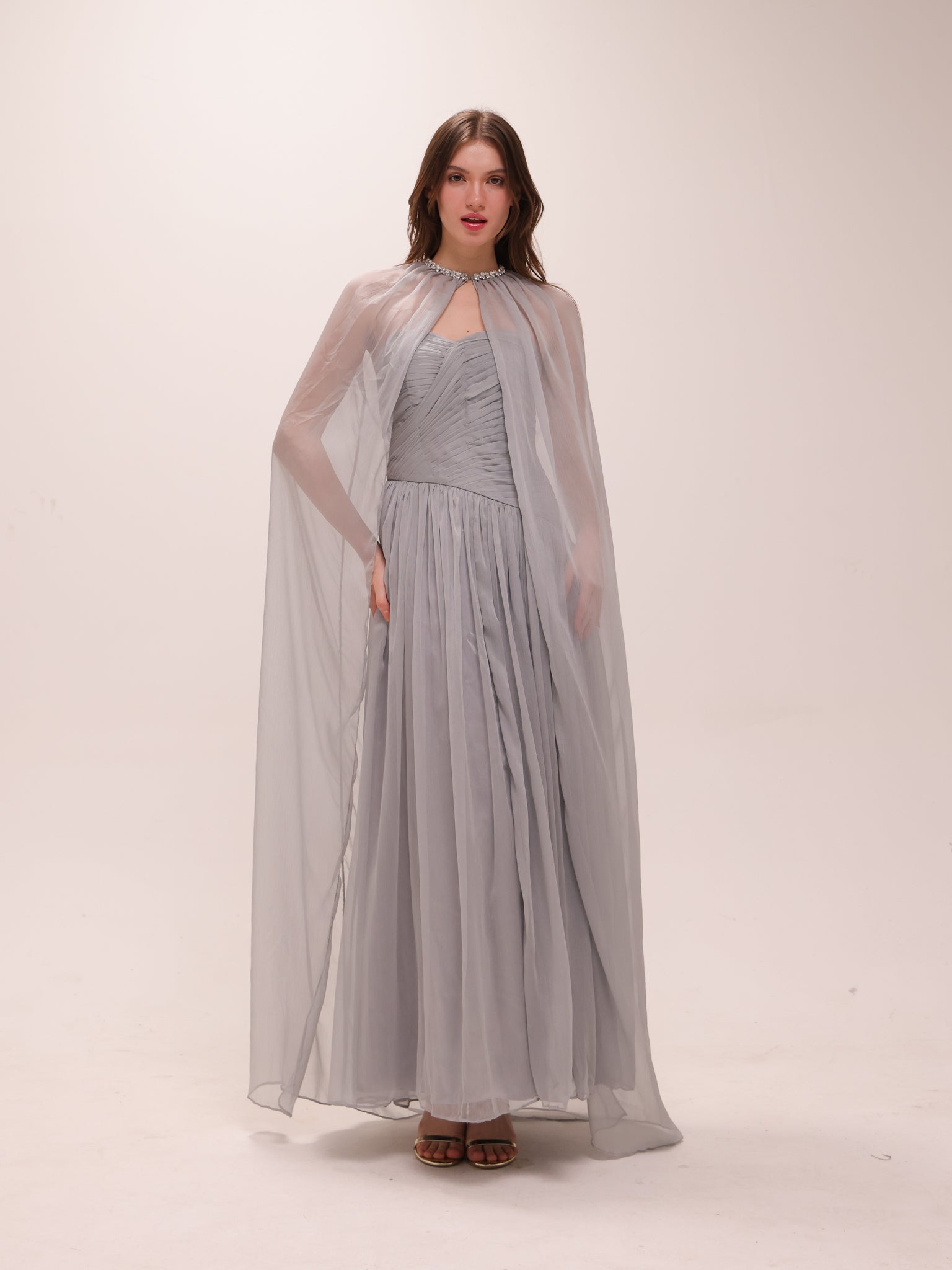 Celestine Draped Cape Gown