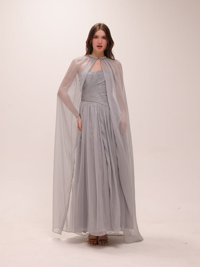 Celestine Draped Cape Gown