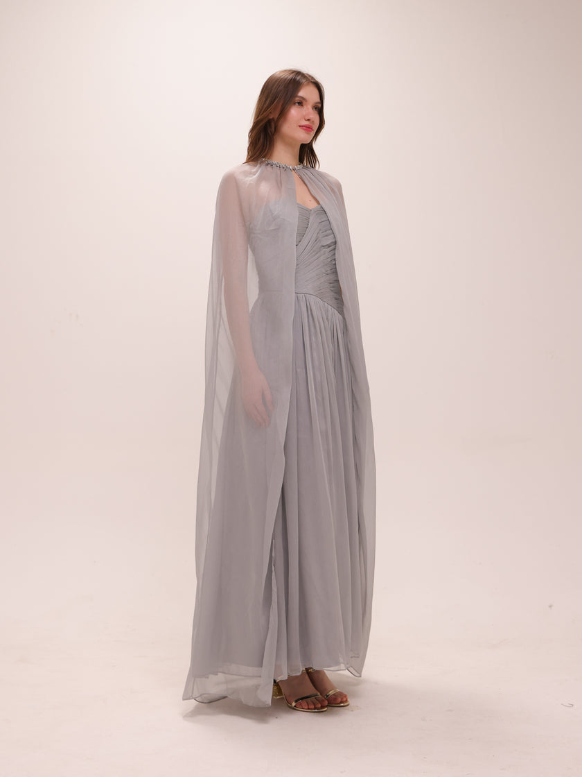 Celestine Draped Cape Gown