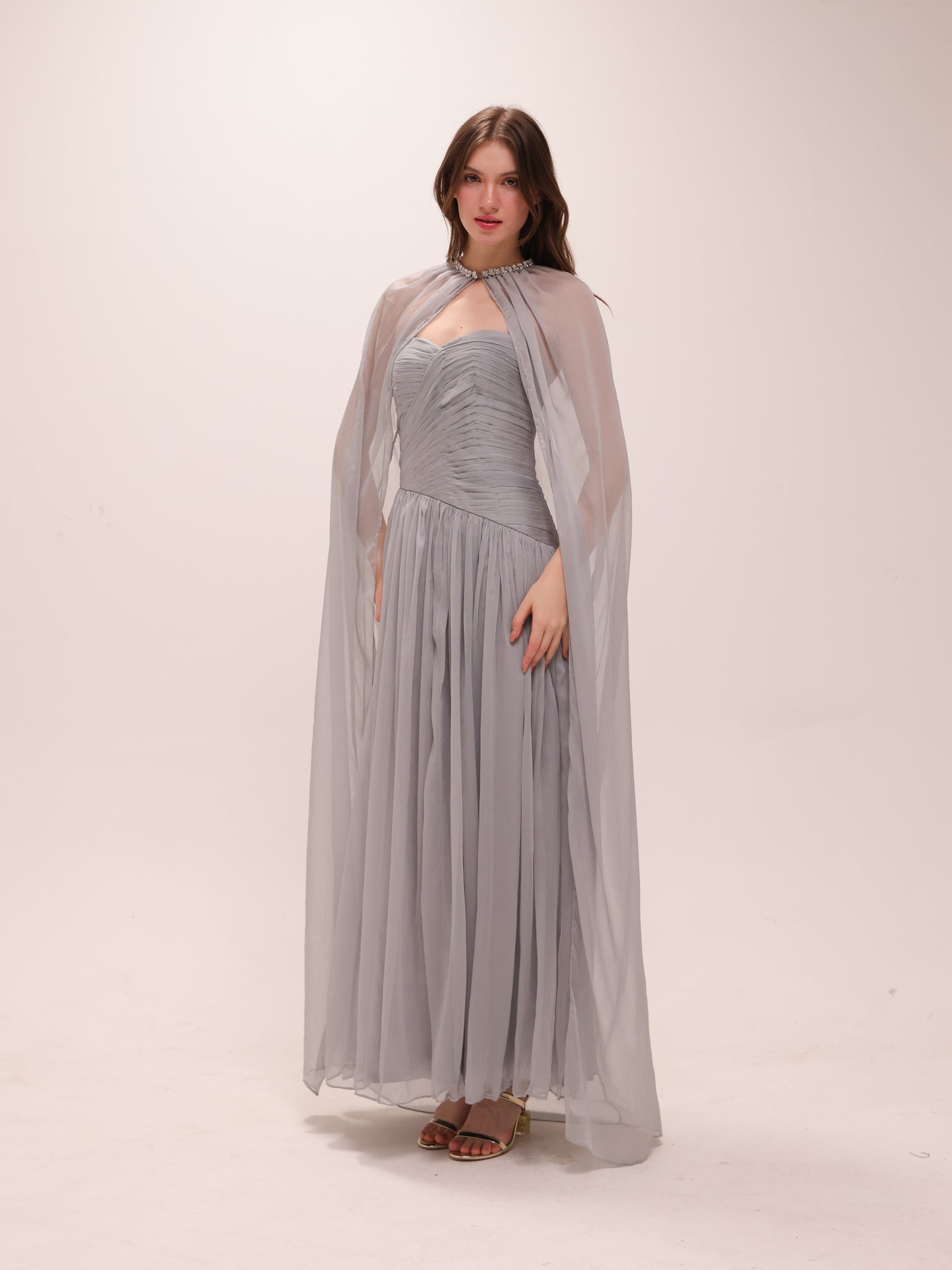 Celestine Draped Cape Gown