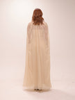 Pleated Chiffon Cape Gown in Yellow