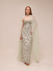 Embellished Floral Cape Gown