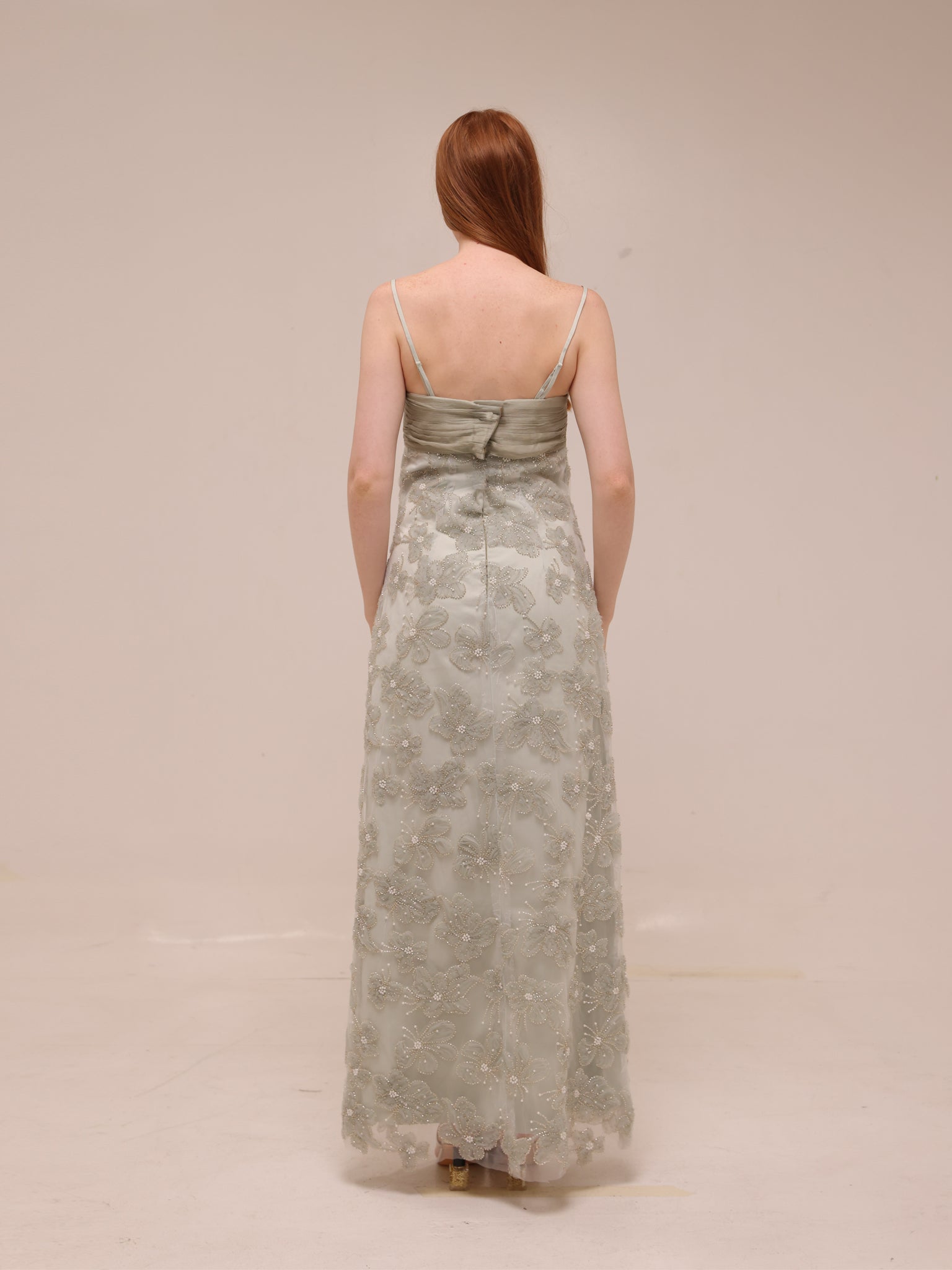 Embellished Floral Cape Gown