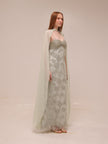 Embellished Floral Cape Gown