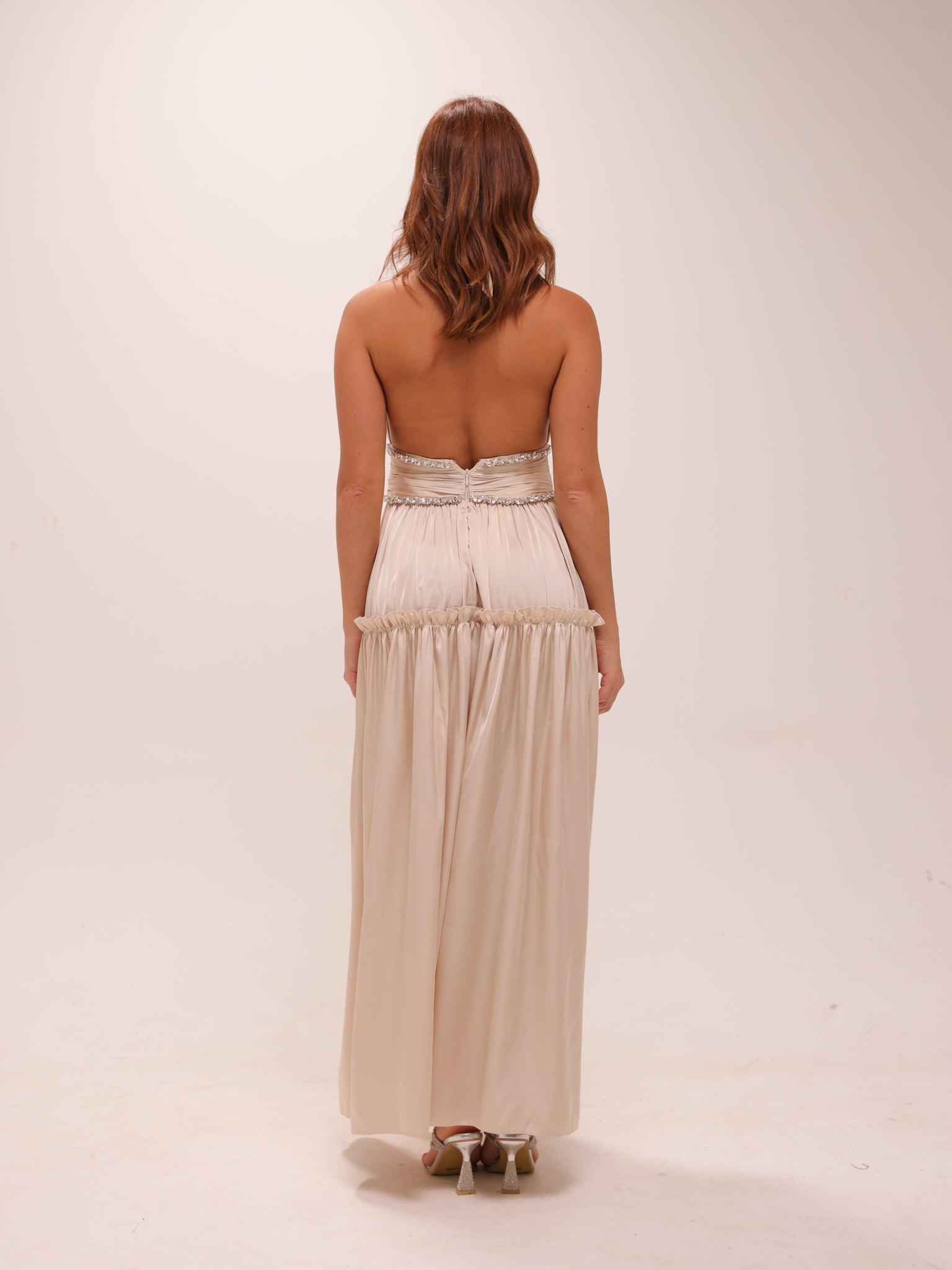 Draped Halter Maxi Dress in Ivory