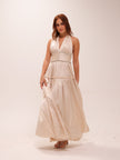 Draped Halter Maxi Dress in Ivory