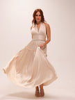 Draped Halter Maxi Dress in Ivory