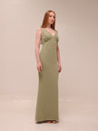 Esmee V-Neck Crepe Maxi Bridesmaid Dress