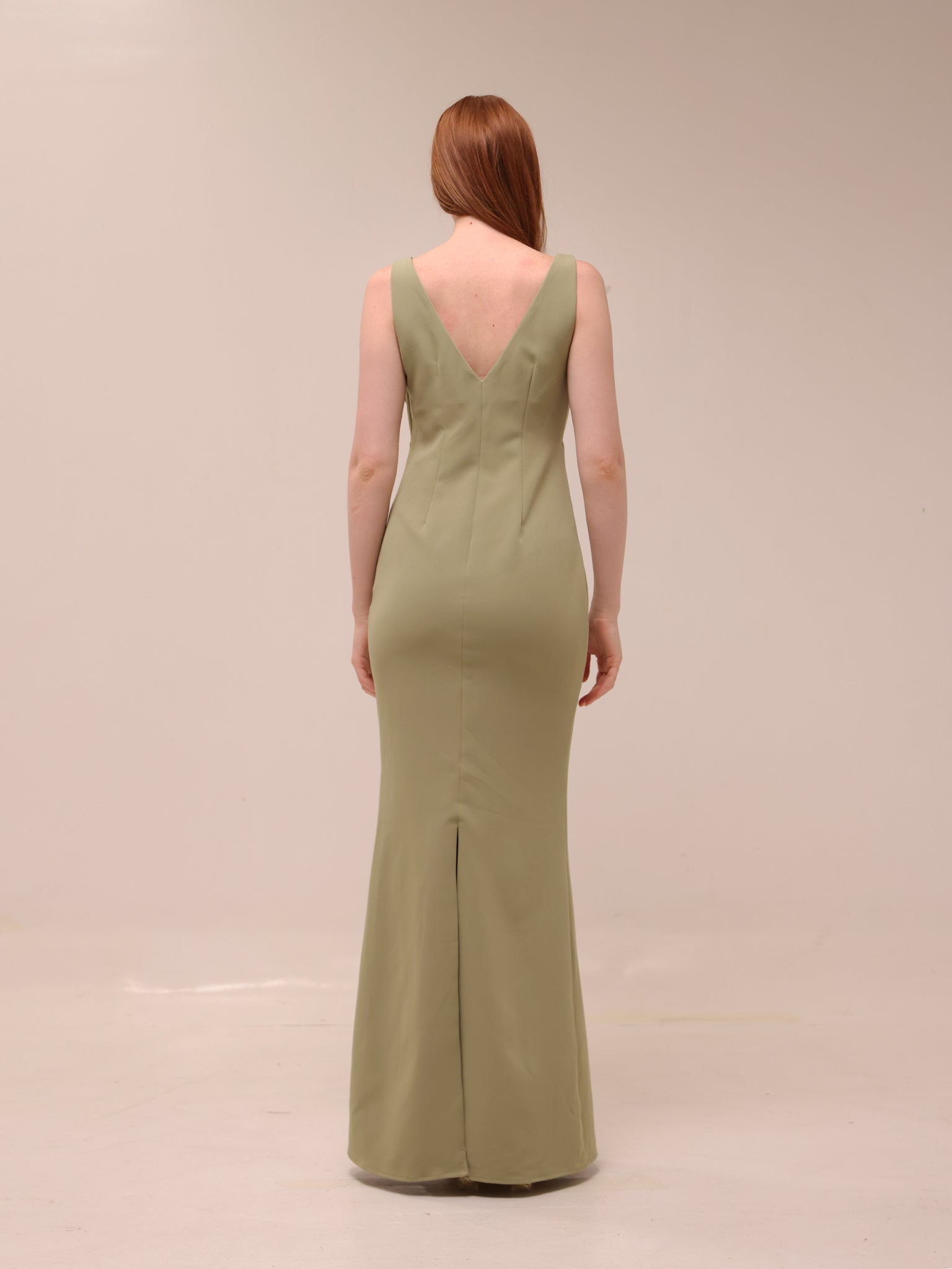 Esmee V-Neck Crepe Maxi Bridesmaid Dress