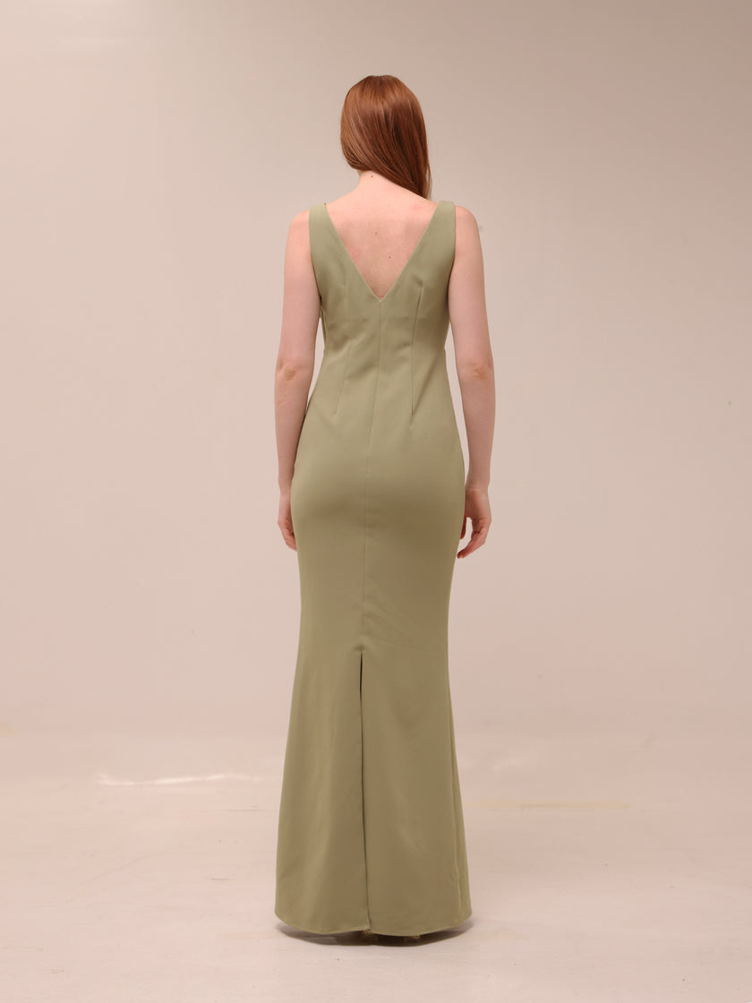 Esmee V-Neck Crepe Maxi Bridesmaid Dress