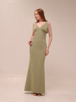Esmee V-Neck Crepe Maxi Bridesmaid Dress