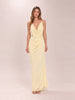 Yellow Chiffon Drape Cut Out Midaxi Dress