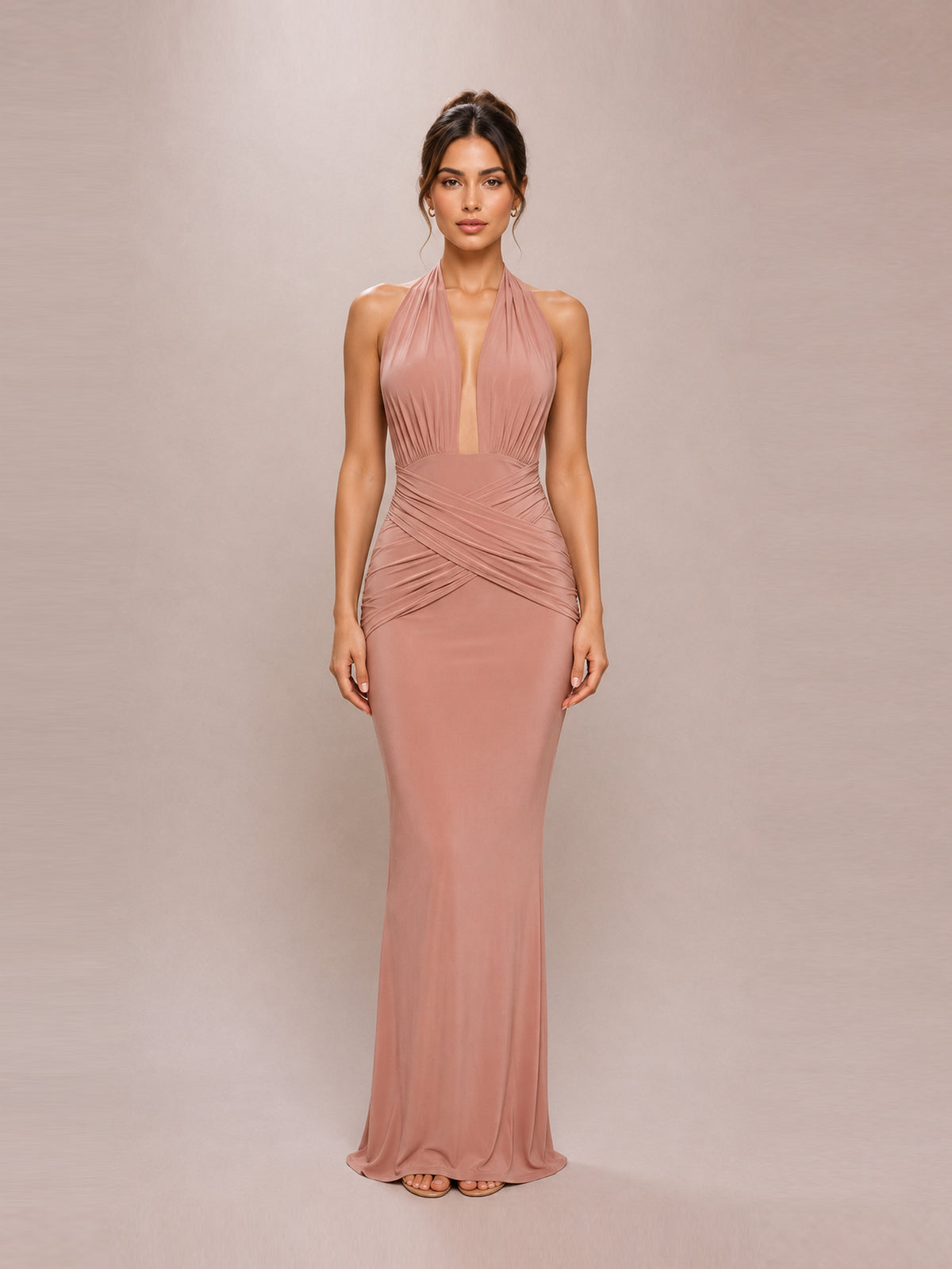 Slinky Plunge Strap Maxi Dress