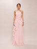 Blush Pleated Frill Halterneck Maxi Dress
