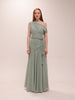 Sage One-Shoulder Draped Maxi Dress