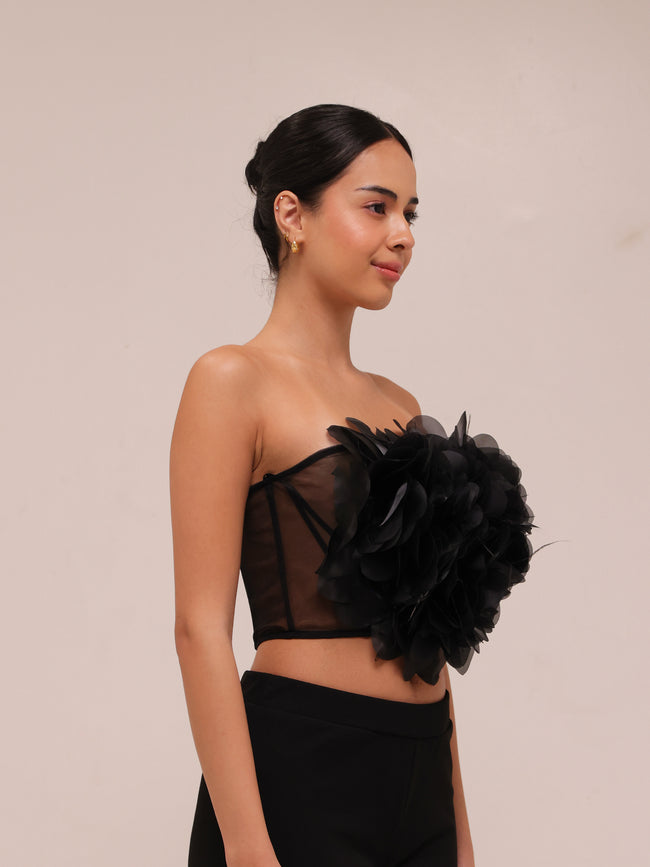 Black Floral Bandeau