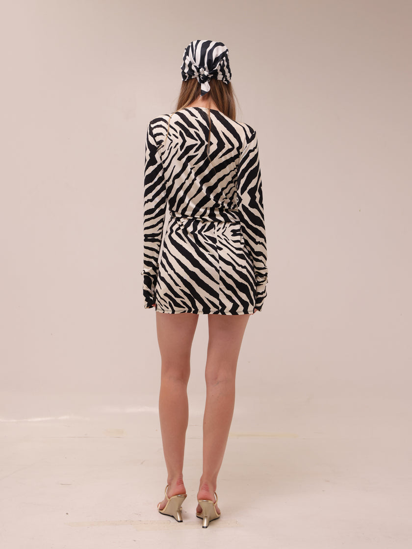 Allegra Zebra Print Plunge Front Playsuit