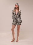 Allegra Zebra Print Plunge Front Playsuit