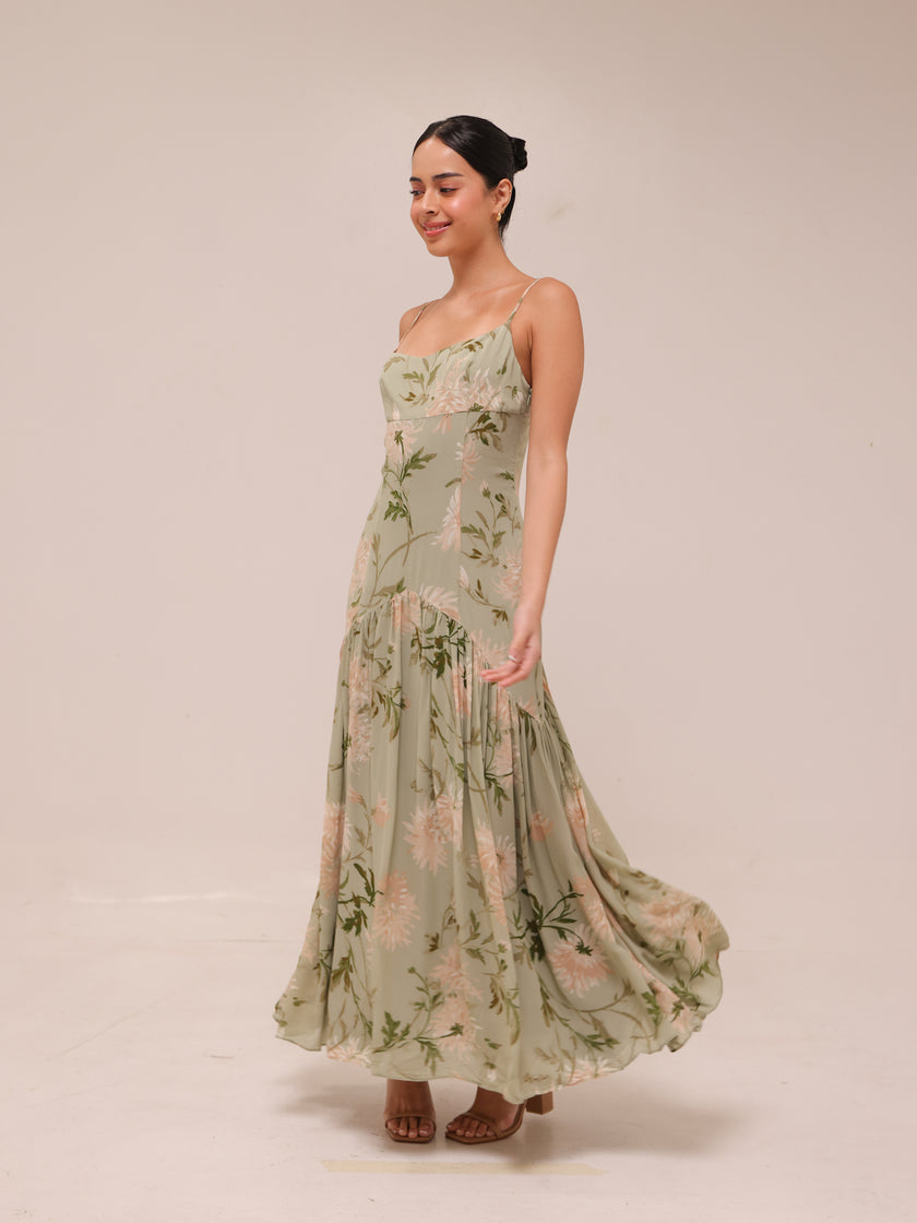 Catana Floral Georgette Maxi Dress
