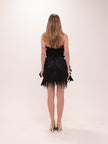 Midnight Petal Feather Mini Dress