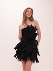 Midnight Petal Feather Mini Dress