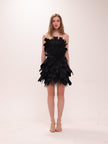 Midnight Petal Feather Mini Dress
