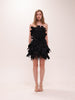 Midnight Petal Feather Mini Dress