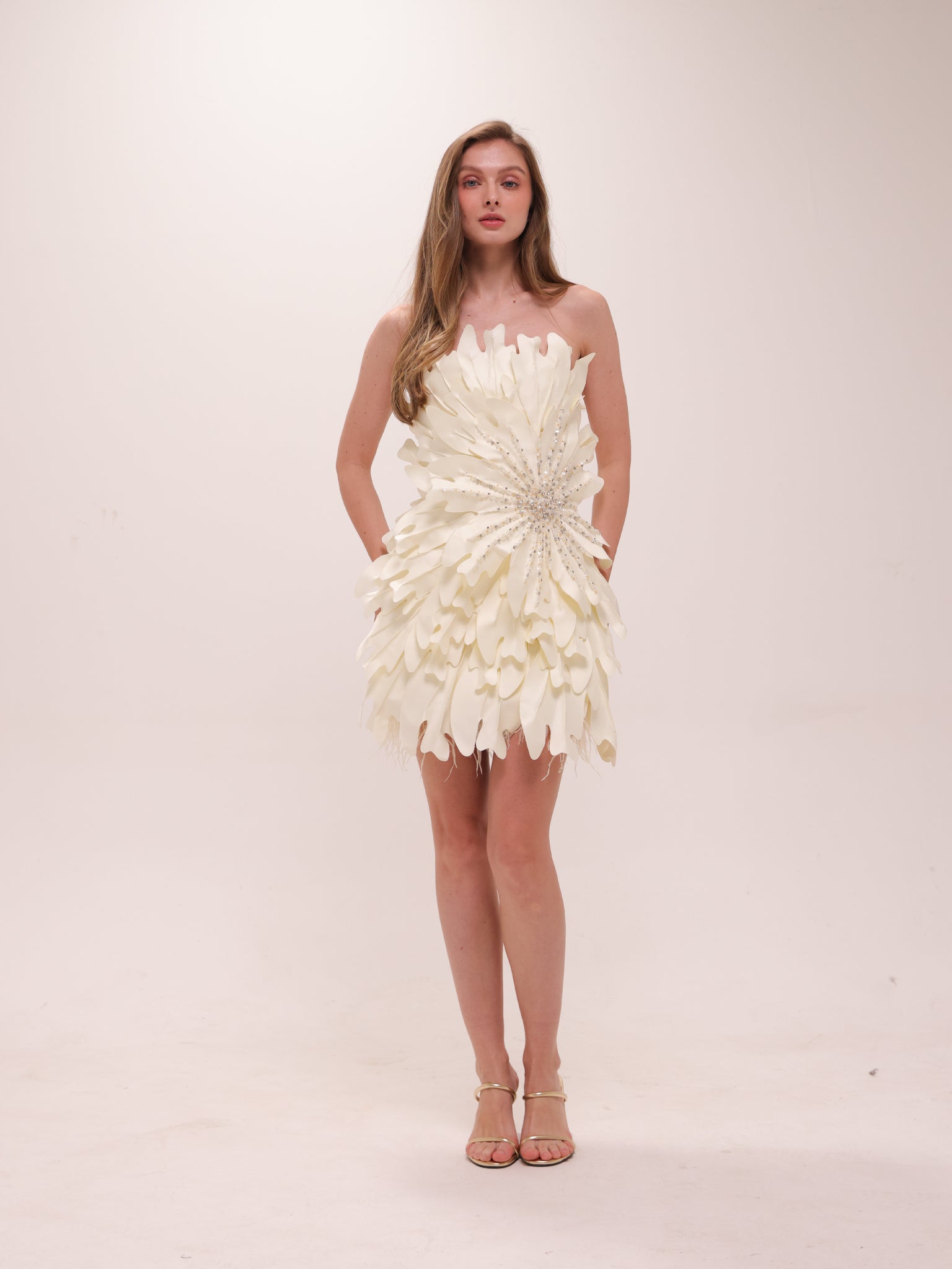 Ivory Petal Bloom Mini Dress